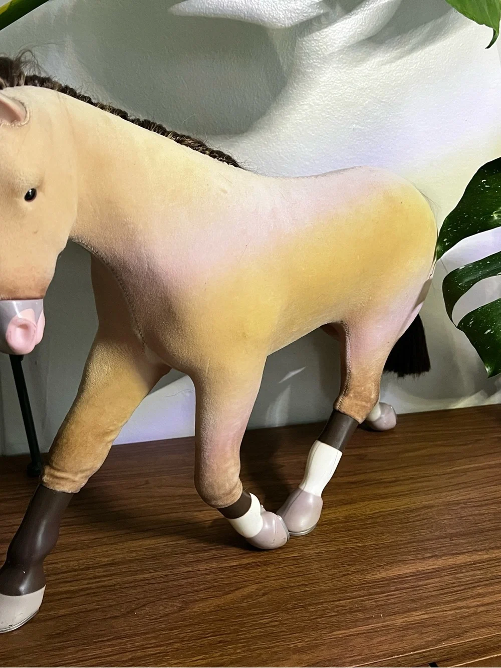 American Girl Yellow and Pink Plush Horse with Brown Mane